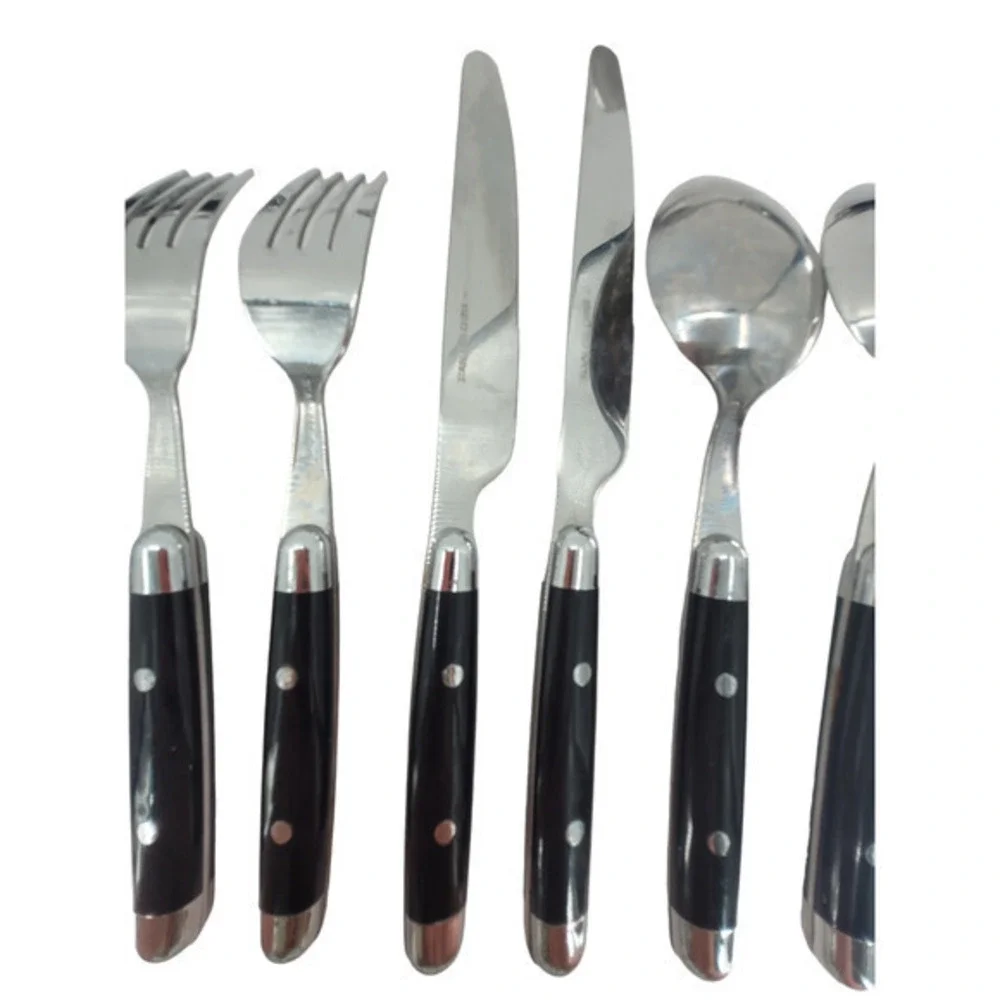 Cambridge Silversmiths Jubilee Black Handle Flatware Set Service for‎ 2 2-2